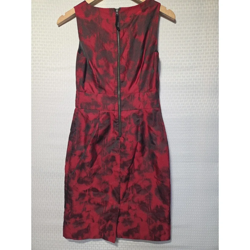 Banana Republic Red Black Abstract Print Sheath Dress Size 0 Sleeveless Lined... - Picture 4 of 11